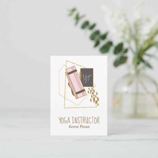 *~* Yoga Mat Yoga Instructeur Gouden Polygon Glitt Visitekaartje (Staand voorkant)