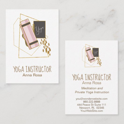 *~* Yoga Mat Yoga Instructeur Gouden Polygon Glitt Visitekaartje (Voorkant / Achterkant)