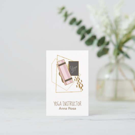 *~* Yoga Mat Yoga Instructeur Polygon Glitter Goud Visitekaartje (Staand voorkant)