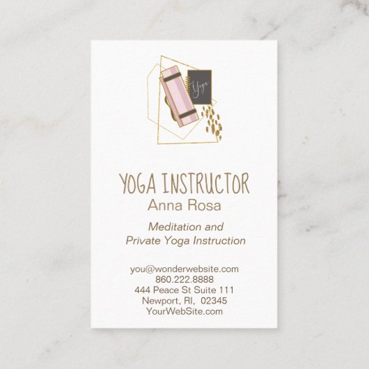 *~* Yoga Mat Yoga Instructeur Polygon Glitter Goud Visitekaartje (Achterkant)