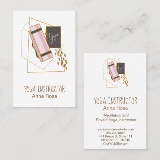*~* Yoga Mat Yoga Instructeur Polygon Glitter Goud Visitekaartje (Voorkant / Achterkant)