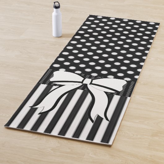 Yoga Mats Yoga Black and White Polkadot Stripe Yogamat (In situ)