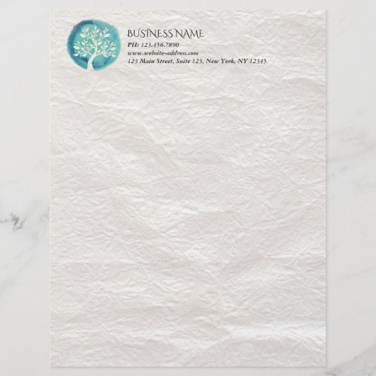 YOGA MEDA-instructeur Elegant Waterverf Tree Briefhoofd (Voorkant)