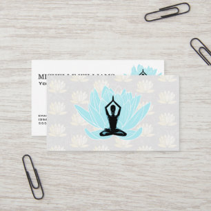 Yoga Meditatie   Blauw Lotus bloempatroon Visitekaartje