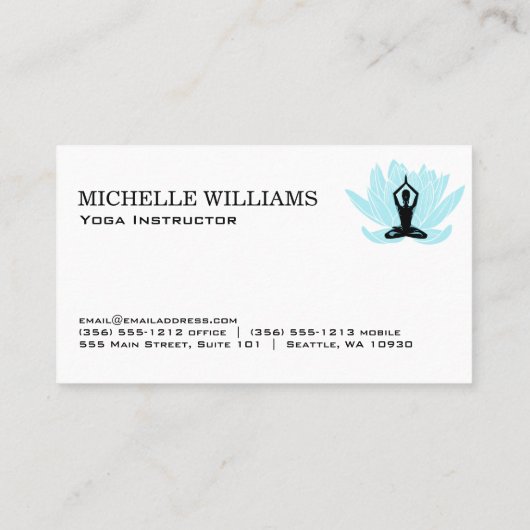 Yoga Meditatie | Blauw Lotus bloempatroon Visitekaartje (Achterkant)