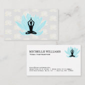 Yoga Meditatie | Blauw Lotus bloempatroon Visitekaartje (Voorkant / Achterkant)