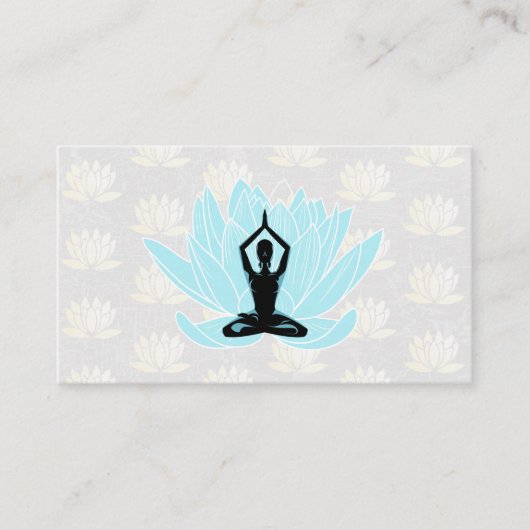 Yoga Meditatie | Blauw Lotus bloempatroon Visitekaartje (Voorkant)