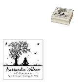 Yoga Meditatie, Boom retour adres Rubberstempel (Gestempeld)
