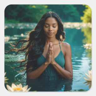 YOGA - MEDITATIE - CARPE DIEM - WELZIJN VIERKANTE STICKER