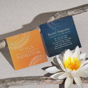Yoga Meditatie Docent Modern Oranje Goud Mandala Vierkante Visitekaartje