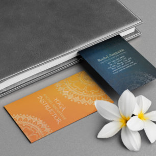 Yoga Meditatie Docent Modern Oranje Goud Mandala Visitekaartje