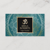 Yoga & Meditatie Docent Vintage Mandala Blauwgroen Visitekaartje (Voorkant)