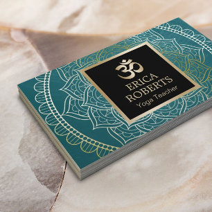Yoga & Meditatie Docent Vintage Mandala Blauwgroen Visitekaartje