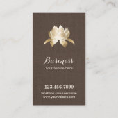 Yoga & Meditatie Gouden Lotus Elegant Bruin Klantenkaartje (Voorkant)