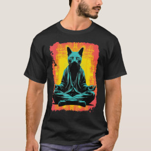 Yoga meditatie grappige zwarte kat t-shirt