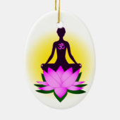 Yoga meditatie in roze lotusbloem keramisch ornament (Achterkant)