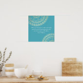 Yoga-meditatie-instructeur Blauwe Gouden Mandala-c Poster (Keuken)