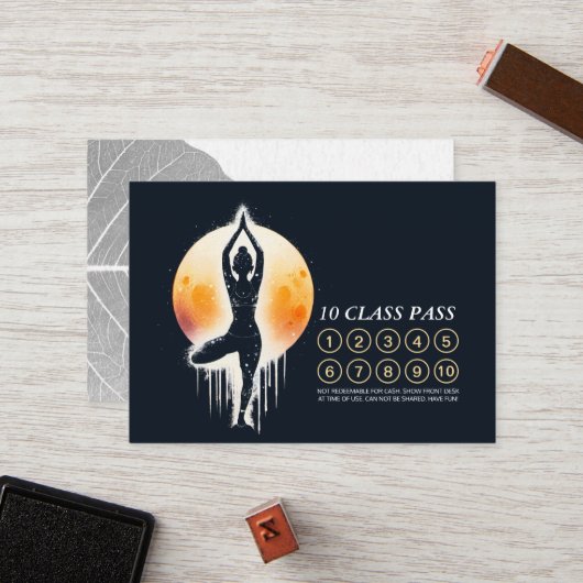Yoga Meditatie Instructeur Boom Pose 10 Klasse Pas Klantenkaartje (Voorkant / Achterkant in situ)