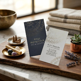 Yoga Meditatie Instructeur Chic Zwart Goud Mandala Visitekaartje