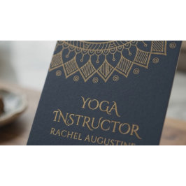 Yoga Meditatie Instructeur Chic Zwart Goud Mandala Visitekaartje