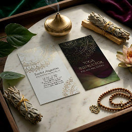 Yoga Meditatie Instructeur Chic Zwart Goud Mandala Visitekaartje