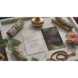 Yoga Meditatie Instructeur Chic Zwart Goud Mandala Visitekaartje