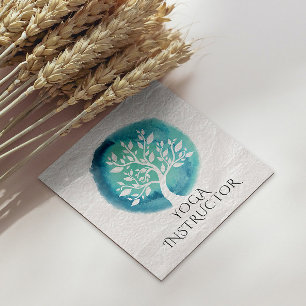 Yoga Meditatie Instructeur Elegante Witte Teal Boo Vierkante Visitekaartje