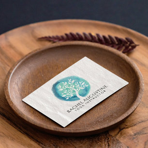 Yoga Meditatie Instructeur Elegante Witte Teal Boo Visitekaartje