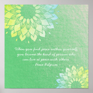 Yoga Meditatie Instructeur Goud Mandala Bloemen Po Poster