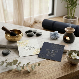 Yoga Meditatie Instructeur Gouden Bloemrijke Manda Vierkante Visitekaartje