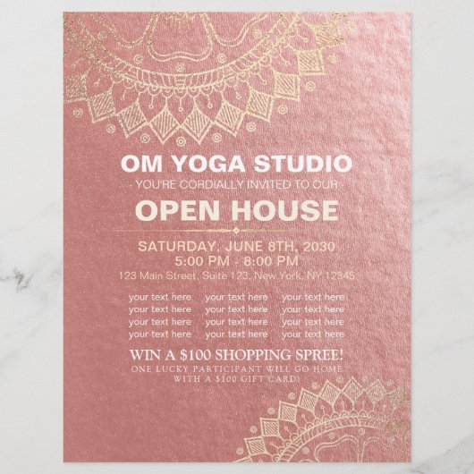 Yoga-meditatie-instructeur Gouden Mandala Open Hui Flyer (Voorkant)