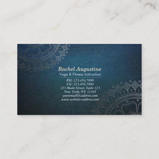 Yoga Meditatie Instructeur Groen Blauw Goud Mandal Visitekaartje (Achterkant)
