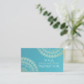 Yoga Meditatie Instructeur Groen Blauw Goud Mandal Visitekaartje (Staand voorkant)
