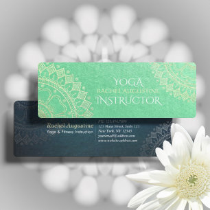 Yoga Meditatie Instructeur Groen Goud Folie Mandal Mini Visitekaartje