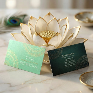 Yoga Meditatie Instructeur Groen Goud Folie Mandal Visitekaartje