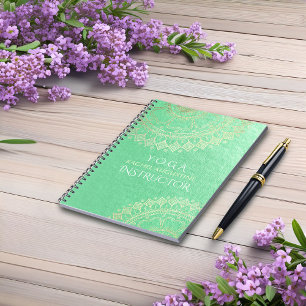 Yoga meditatie-instructeur groene goud folie Manda Notitieboek