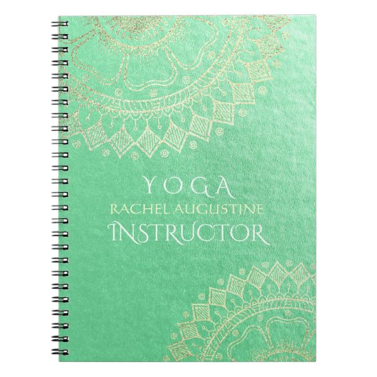 Yoga meditatie-instructeur groene goud folie Manda Notitieboek (Voorkant)