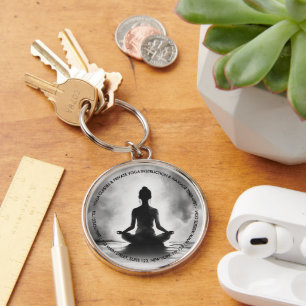 Yoga Meditatie Instructeur Lotus Houden Inkt Schil Sleutelhanger