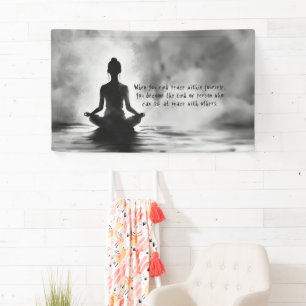Yoga Meditatie Instructeur Lotus Houden Inkt Schil Spandoek