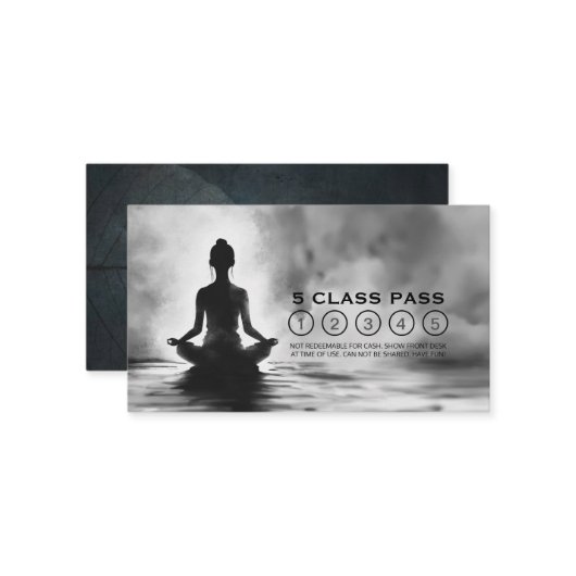 Yoga Meditatie Instructeur Lotus Pose 5 Klasse Pas Klantenkaartje (Voorkant / Achterkant in situ)