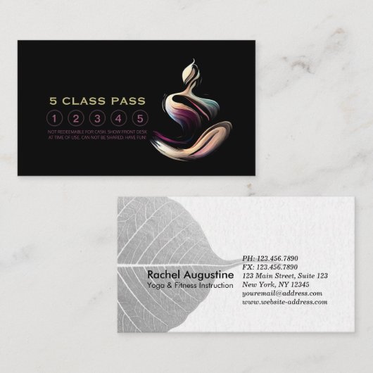 Yoga Meditatie Instructeur Lotus Pose 5 Klasse Pas Klantenkaartje (Voorkant / Achterkant)