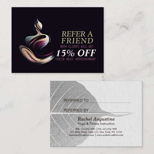 Yoga Meditatie Instructeur Lotus Pose Brush Stroke Aanbevelingskaartje (Voorkant / Achterkant)