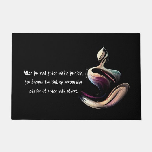 Yoga Meditatie Instructeur Lotus Pose Brush Stroke Deurmat (Voorkant)