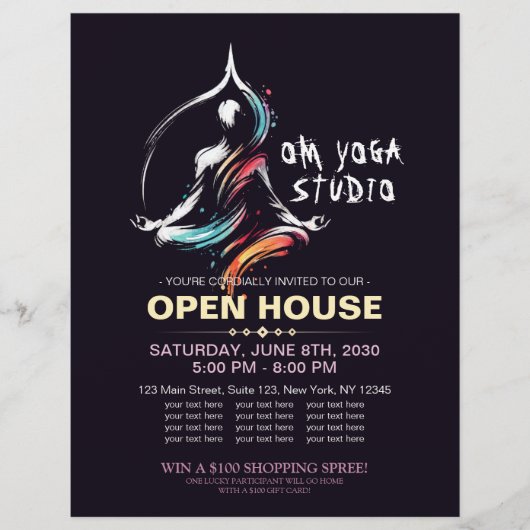 Yoga Meditatie Instructeur Lotus Pose Brush Stroke Flyer (Voorkant)