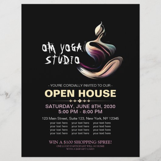 Yoga Meditatie Instructeur Lotus Pose Brush Stroke Flyer (Voorkant)