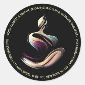 Yoga Meditatie Instructeur Lotus Pose Brush Stroke Ronde Sticker (Voorkant)