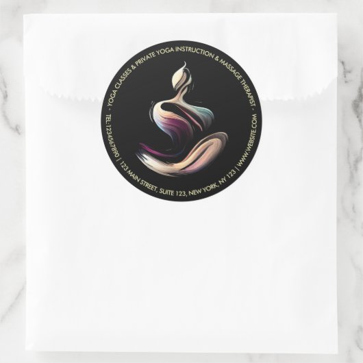 Yoga Meditatie Instructeur Lotus Pose Brush Stroke Ronde Sticker (Tas)