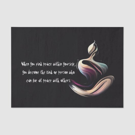 Yoga Meditatie Instructeur Lotus Pose Brush Stroke Tissuepapier (Voorkant)