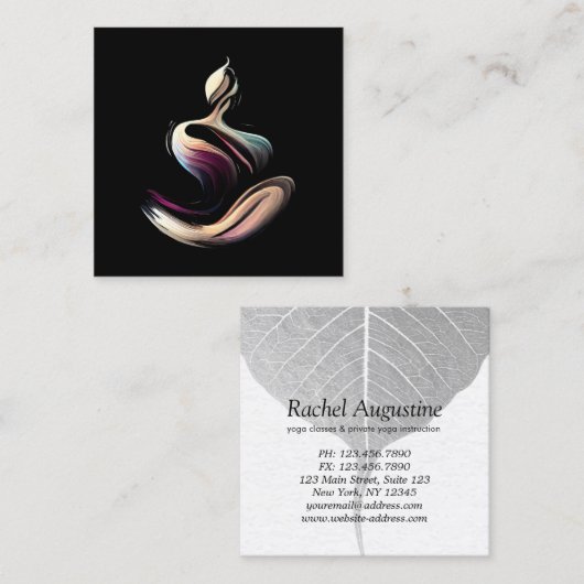 Yoga Meditatie Instructeur Lotus Pose Brush Stroke Vierkante Visitekaartje (Voorkant / Achterkant)