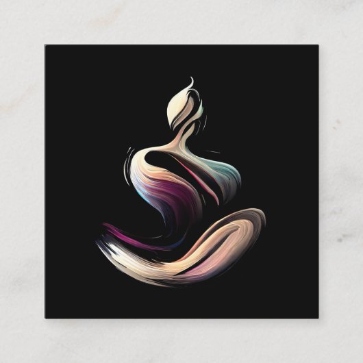 Yoga Meditatie Instructeur Lotus Pose Brush Stroke Vierkante Visitekaartje (Voorkant)